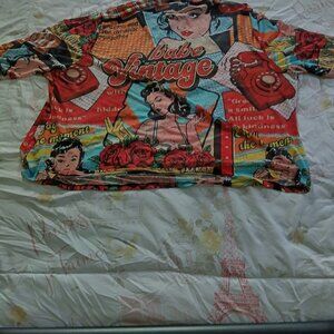LADIES PLUS  NEVER WORN BY HIGHLY VINTAGE SHEER SHIRT.